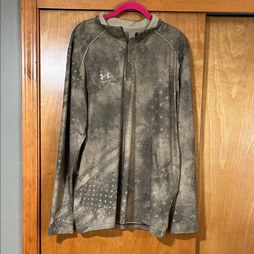 Under Armour Freedom OD green tan USA Star Pattern Long Sleeve Shirt